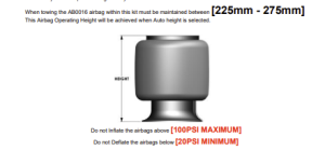 Airbag Height when towing